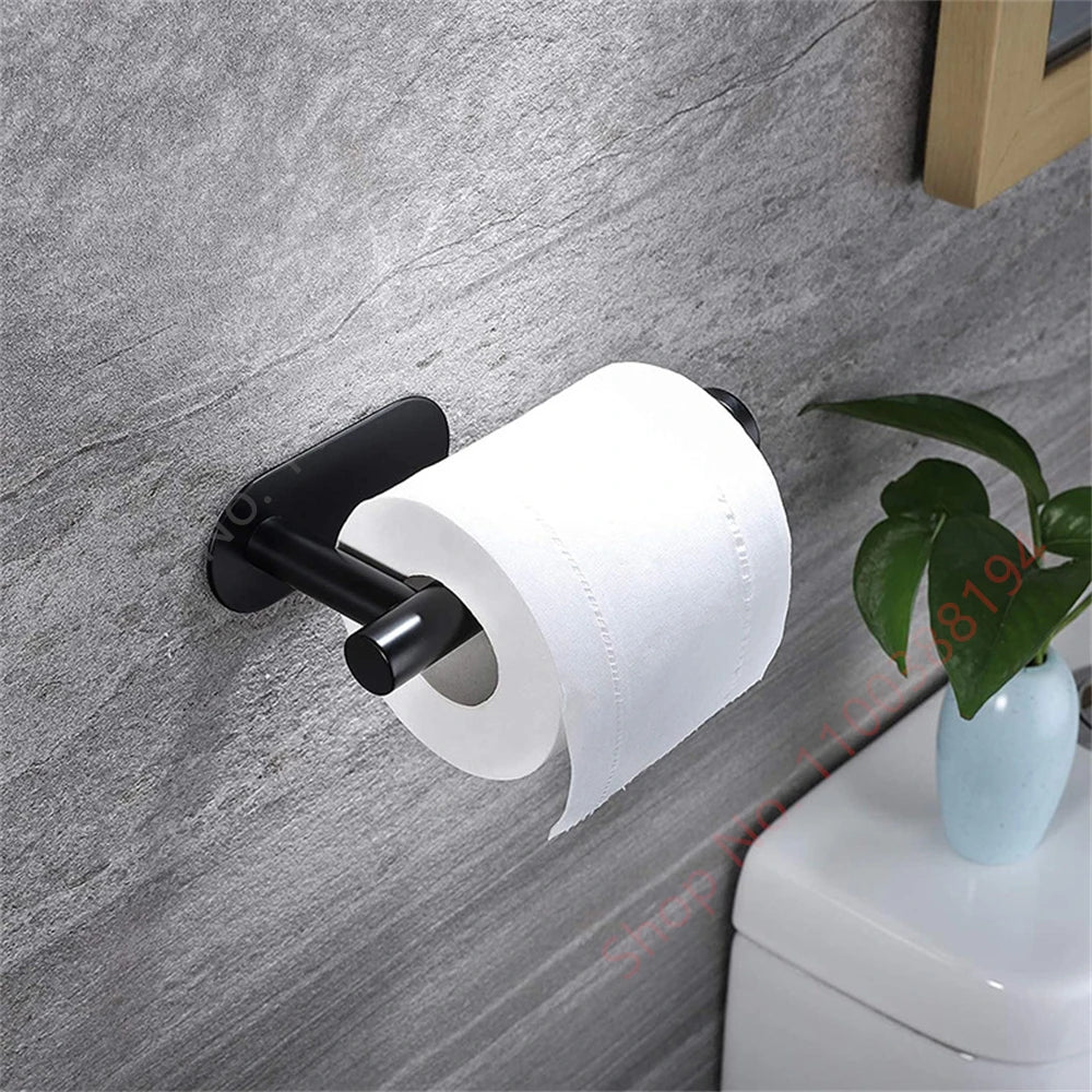 Toilet Towel Paper Holder Adhesive Black Silver Kitchen Roll Paper Stand Bathroom Accessories WC Toilet Towel Paper Holder Adhesive Black Silver Kitchen Roll Paper Stand Bathroom Accessories WC