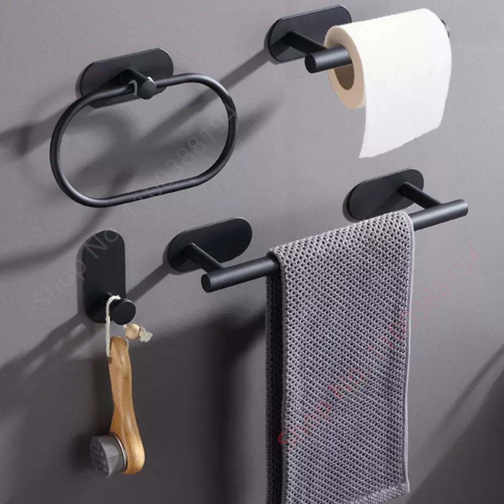 Toilet Towel Paper Holder Adhesive Black Silver Kitchen Roll Paper Stand Bathroom Accessories WC Toilet Towel Paper Holder Adhesive Black Silver Kitchen Roll Paper Stand Bathroom Accessories WC