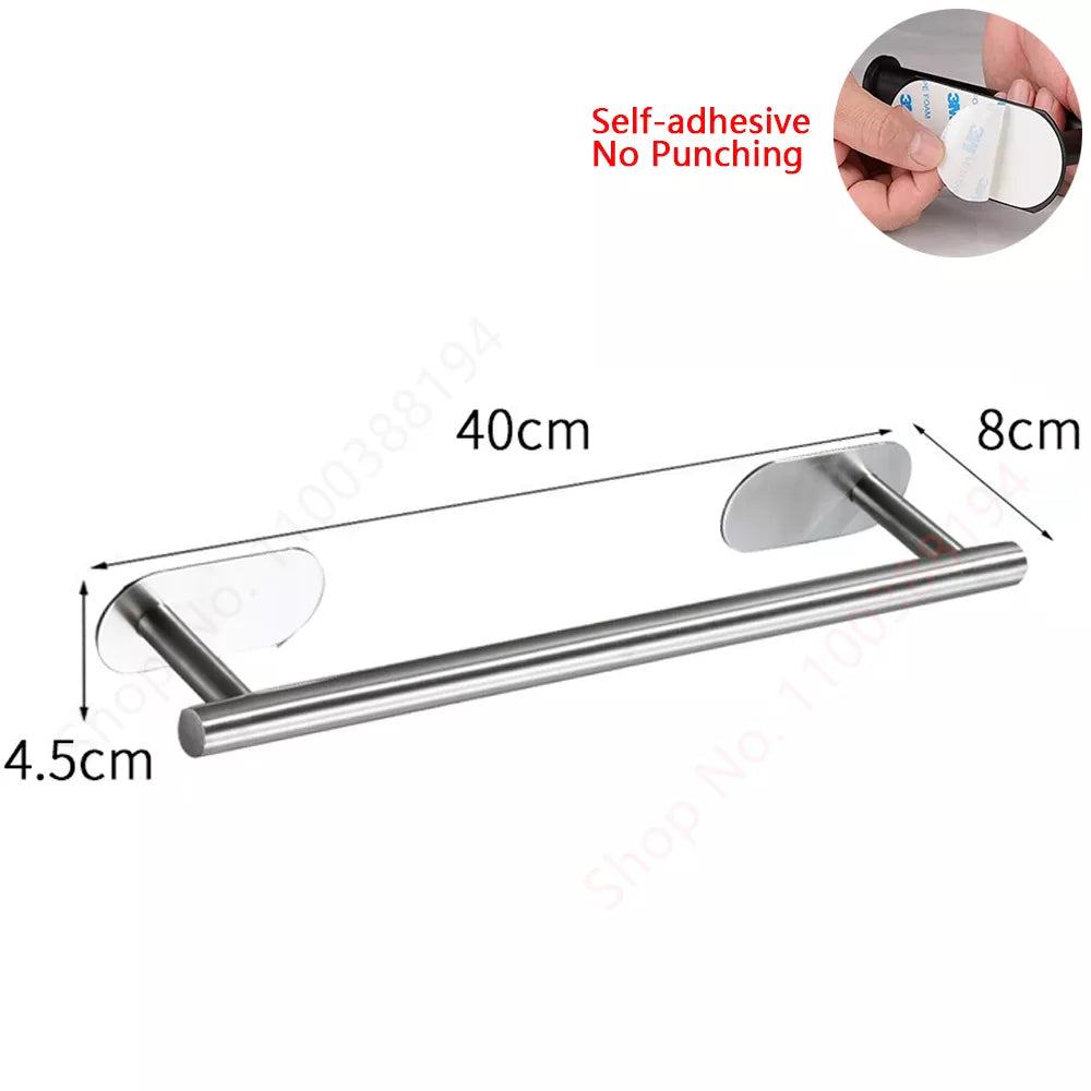 Toilet Towel Paper Holder Adhesive Black Silver Kitchen Roll Paper Stand Bathroom Accessories WC 40869820629097