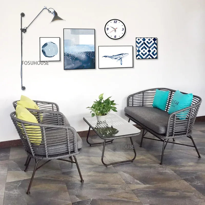 Nordic simple Outdoor Rattan Furniture Creative Balcony Double Rattan Chair Leisure Outdoor Nordic simple Outdoor Rattan Furniture Creative Balcony Double Rattan Chair Leisure Outdoor