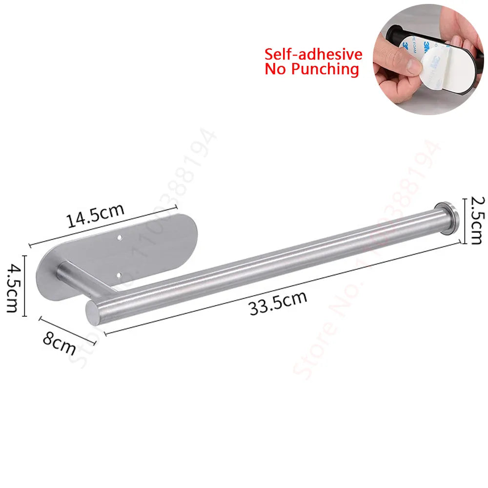 Toilet Towel Paper Holder Adhesive Black Silver Kitchen Roll Paper Stand Bathroom Accessories WC 40869820465257