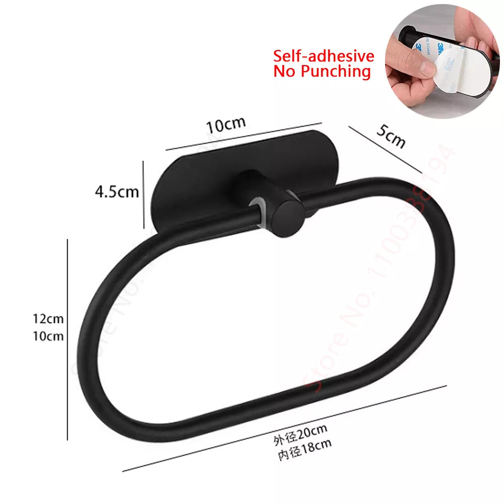 Toilet Towel Paper Holder Adhesive Black Silver Kitchen Roll Paper Stand Bathroom Accessories WC 40869820596329