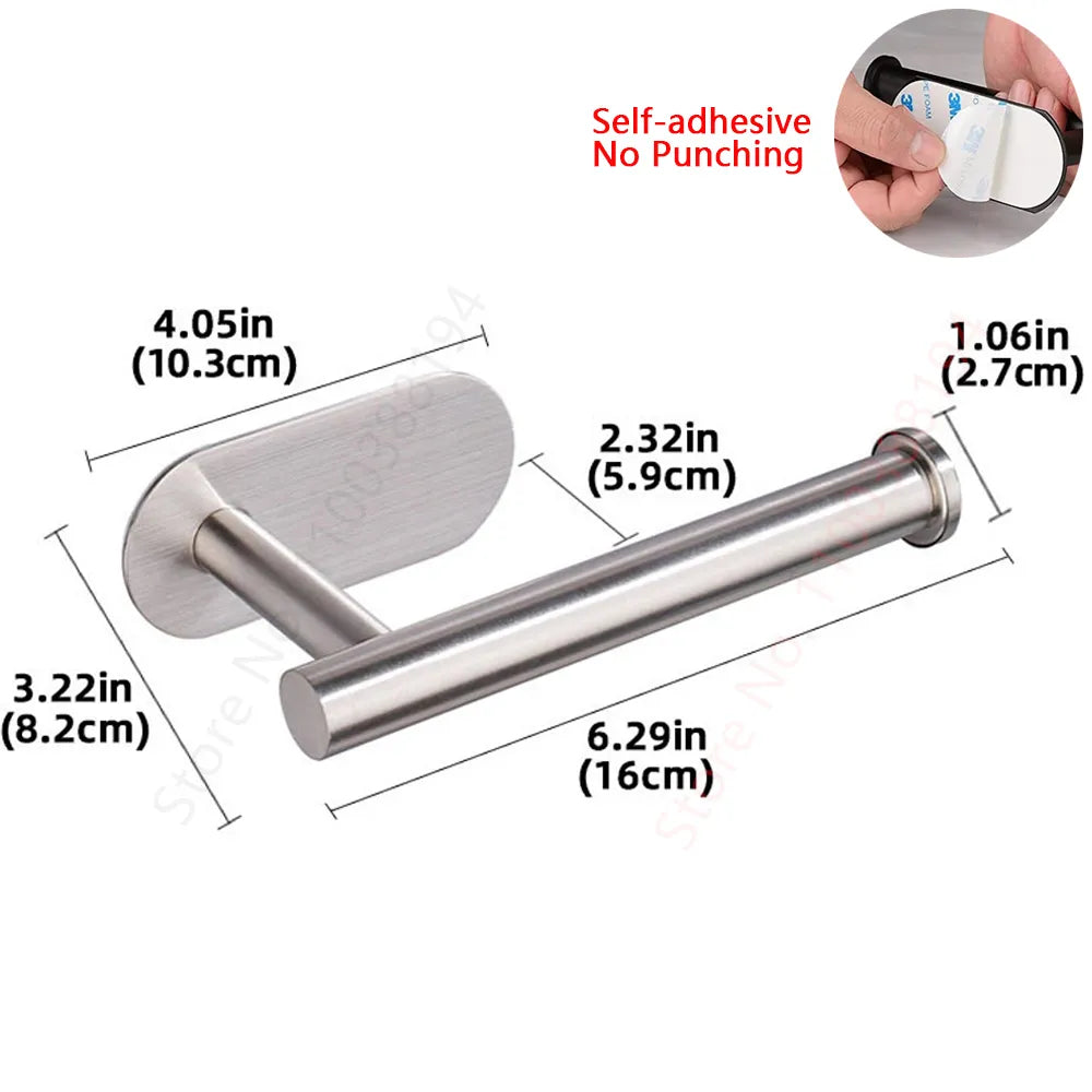 Toilet Towel Paper Holder Adhesive Black Silver Kitchen Roll Paper Stand Bathroom Accessories WC 40869820203113