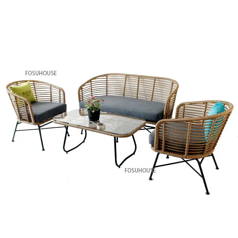 Nordic simple Outdoor Rattan Furniture Creative Balcony Double Rattan Chair Leisure Outdoor Nordic simple Outdoor Rattan Furniture Creative Balcony Double Rattan Chair Leisure Outdoor