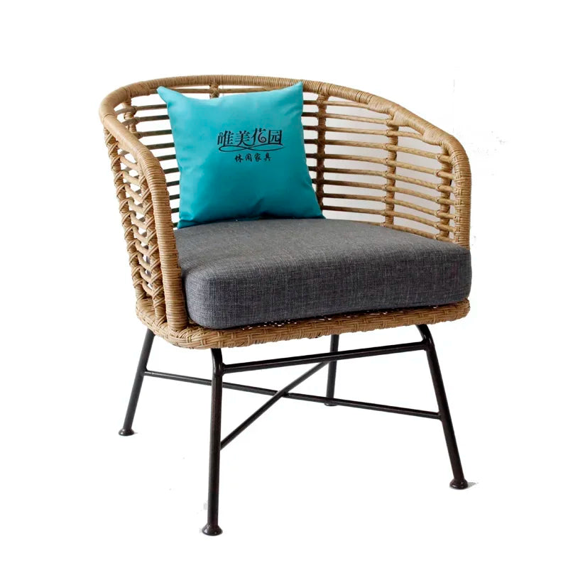 Nordic simple Outdoor Rattan Furniture Creative Balcony Double Rattan Chair Leisure Outdoor 40870715588713