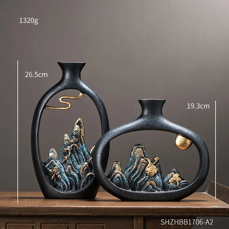 Creativity Japanese style wealth vase office Living room desktop decoration vases for home decor 40869728944233