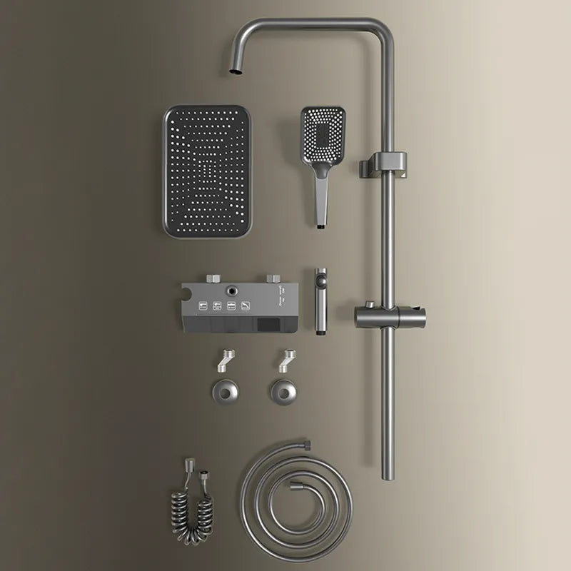 Bathroom Shower Full Set Black White Gray Bathtub Shower System Rain Pressurized Digital LED Bathroom Shower Full Set Black White Gray Bathtub Shower System Rain Pressurized Digital LED