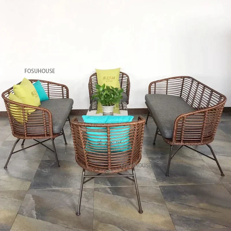 Nordic simple Outdoor Rattan Furniture Creative Balcony Double Rattan Chair Leisure Outdoor Nordic simple Outdoor Rattan Furniture Creative Balcony Double Rattan Chair Leisure Outdoor