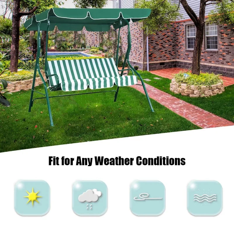 Vebreda 3-Seat Patio Outdoor Porch Swing Glider Chair with Canopy Green Vebreda 3-Seat Patio Outdoor Porch Swing Glider Chair with Canopy Green