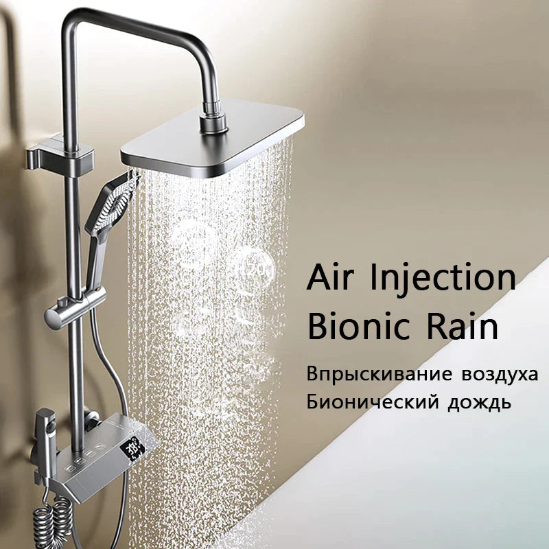 Bathroom Shower Full Set Black White Gray Bathtub Shower System Rain Pressurized Digital LED Bathroom Shower Full Set Black White Gray Bathtub Shower System Rain Pressurized Digital LED