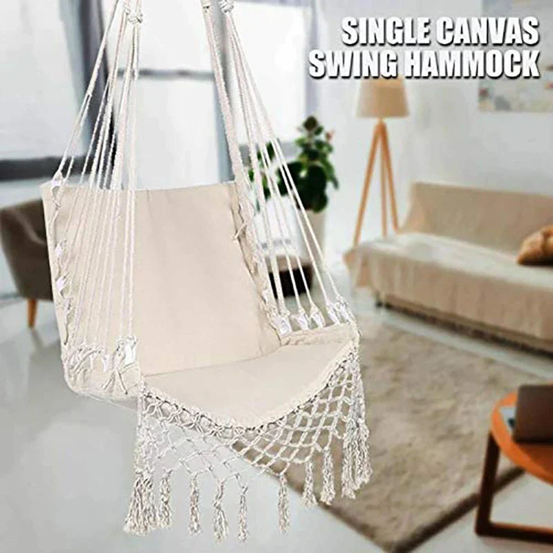 Garden Dormitory Bedroom Beige Knitted Rope Autumn Table Chair Home Decoration Hanging Chair Garden Dormitory Bedroom Beige Knitted Rope Autumn Table Chair Home Decoration Hanging Chair