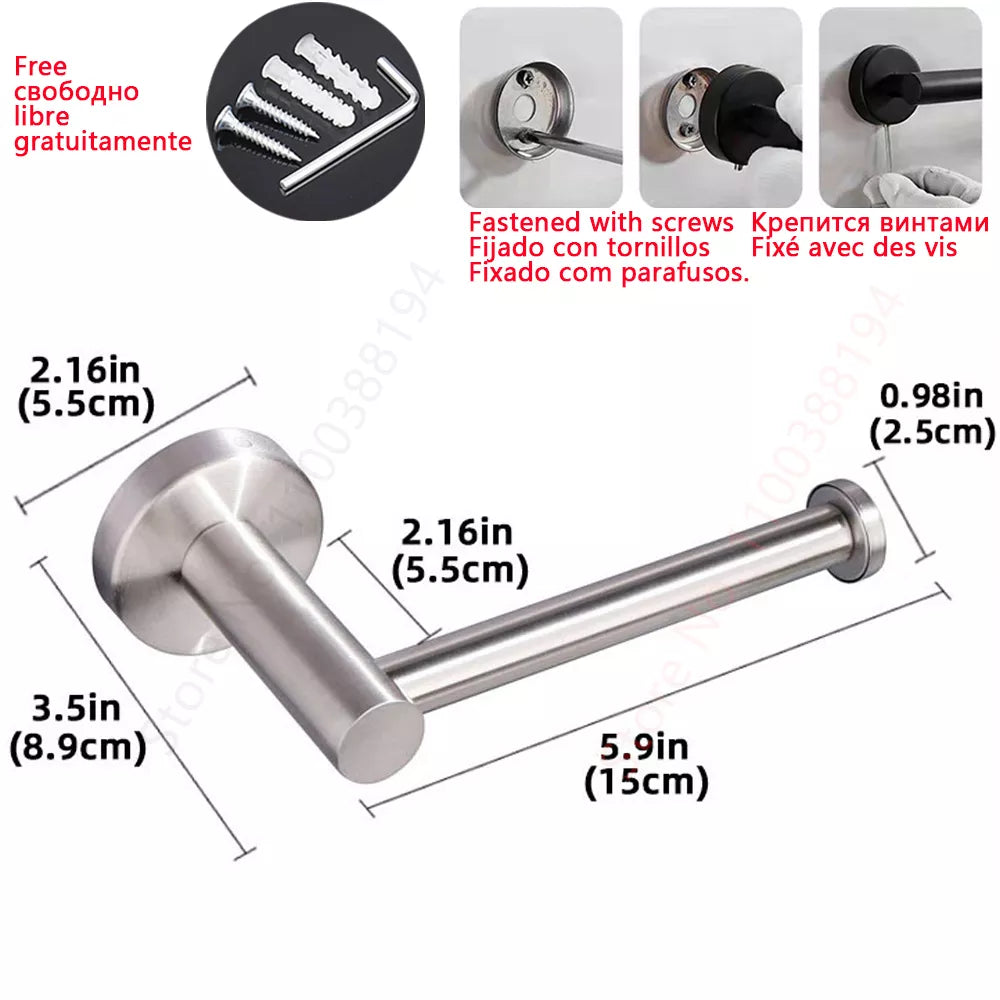 Toilet Towel Paper Holder Adhesive Black Silver Kitchen Roll Paper Stand Bathroom Accessories WC 40869820301417