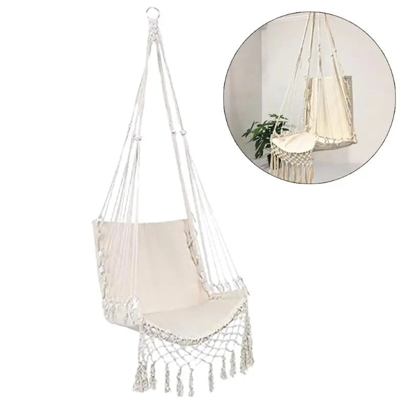 Garden Dormitory Bedroom Beige Knitted Rope Autumn Table Chair Home Decoration Hanging Chair Garden Dormitory Bedroom Beige Knitted Rope Autumn Table Chair Home Decoration Hanging Chair