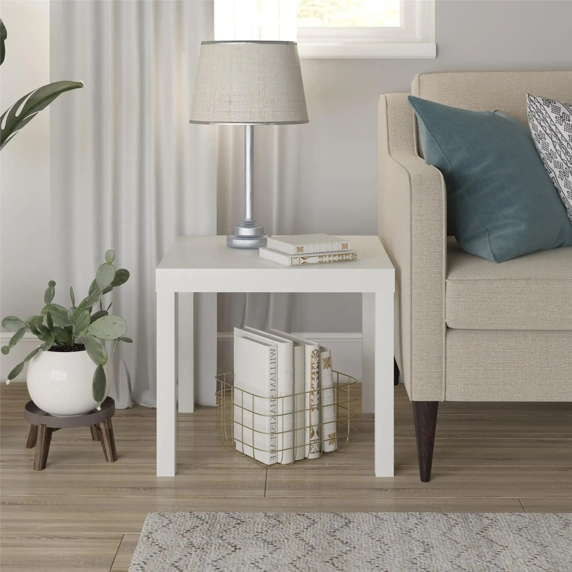 Parsons End Table, White\Black Oak\Canyon Walnut mesa  table side  living room furniture Parsons End Table, White\Black Oak\Canyon Walnut mesa  table side  living room furniture