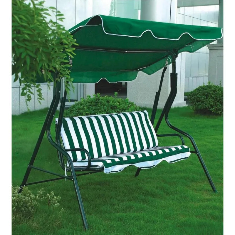 Vebreda 3-Seat Patio Outdoor Porch Swing Glider Chair with Canopy Green 40870714802281