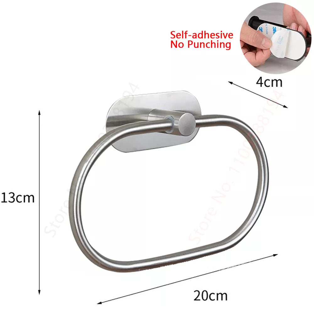 Toilet Towel Paper Holder Adhesive Black Silver Kitchen Roll Paper Stand Bathroom Accessories WC 40869820563561