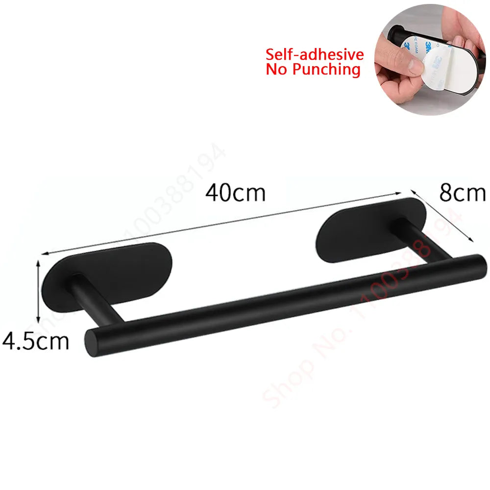 Toilet Towel Paper Holder Adhesive Black Silver Kitchen Roll Paper Stand Bathroom Accessories WC 40869820661865