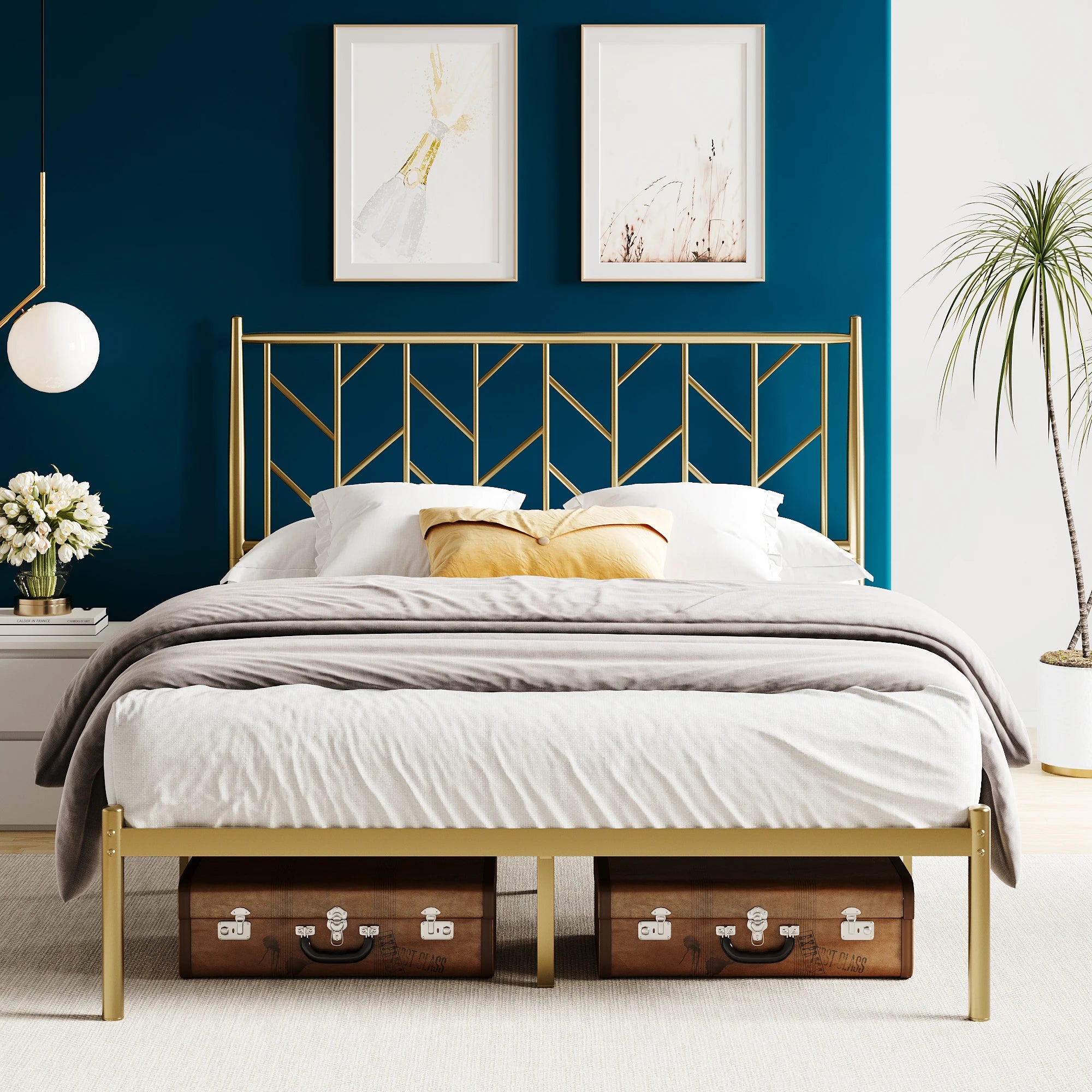 HOOMIC Metal Platform Bed Frame with Headboard, Under Bed Storage, Noise Free, No Box Spring Needed, 12 Durable HOOMIC Metal Platform Bed Frame with Headboard, Under Bed Storage, Noise Free, No Box Spring Needed, 12 Durable