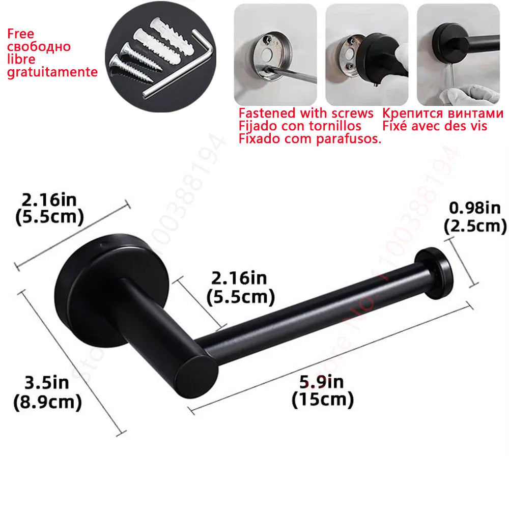 Toilet Towel Paper Holder Adhesive Black Silver Kitchen Roll Paper Stand Bathroom Accessories WC 40869820334185