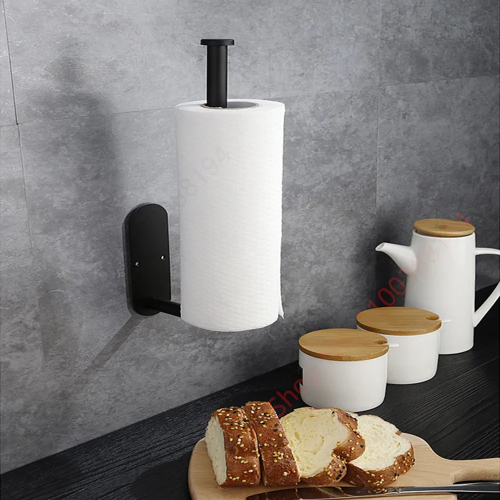 Toilet Towel Paper Holder Adhesive Black Silver Kitchen Roll Paper Stand Bathroom Accessories WC Toilet Towel Paper Holder Adhesive Black Silver Kitchen Roll Paper Stand Bathroom Accessories WC
