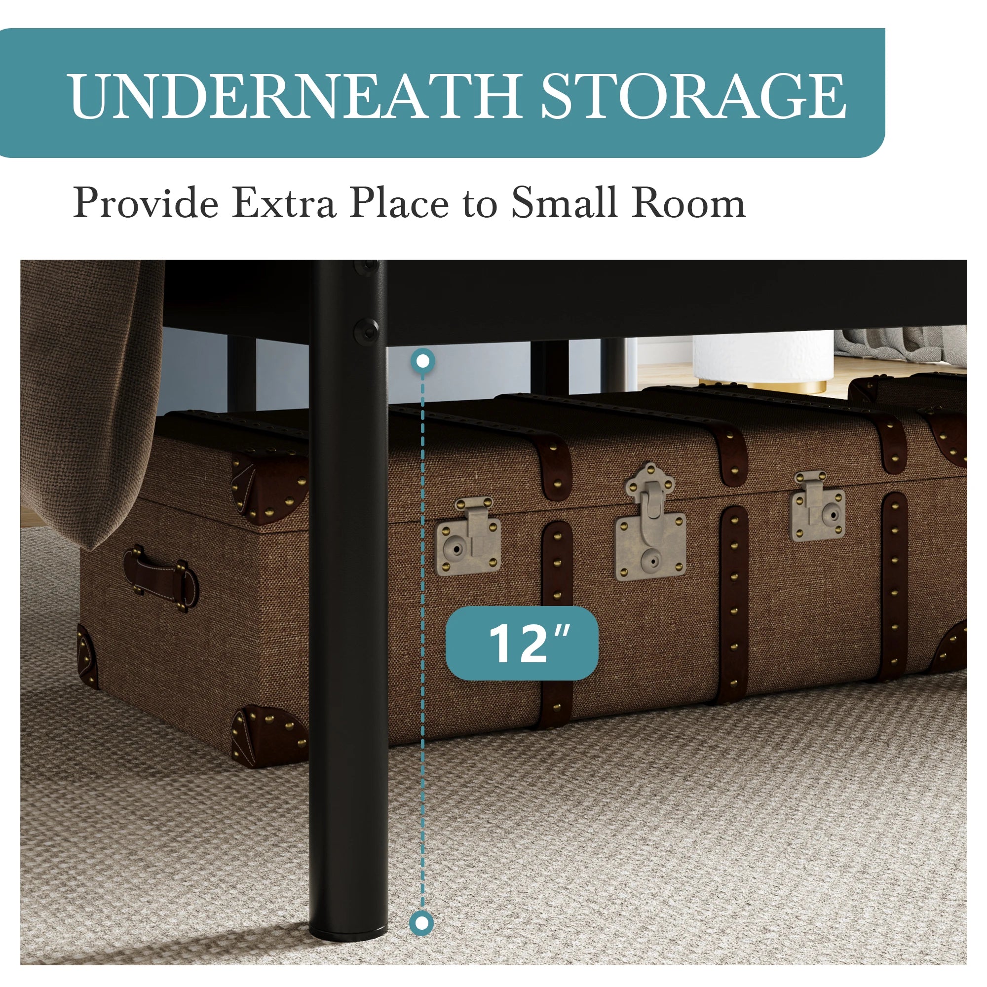 HOOMIC Metal Platform Bed Frame with Headboard, Under Bed Storage, Noise Free, No Box Spring Needed, 12 Durable HOOMIC Metal Platform Bed Frame with Headboard, Under Bed Storage, Noise Free, No Box Spring Needed, 12 Durable