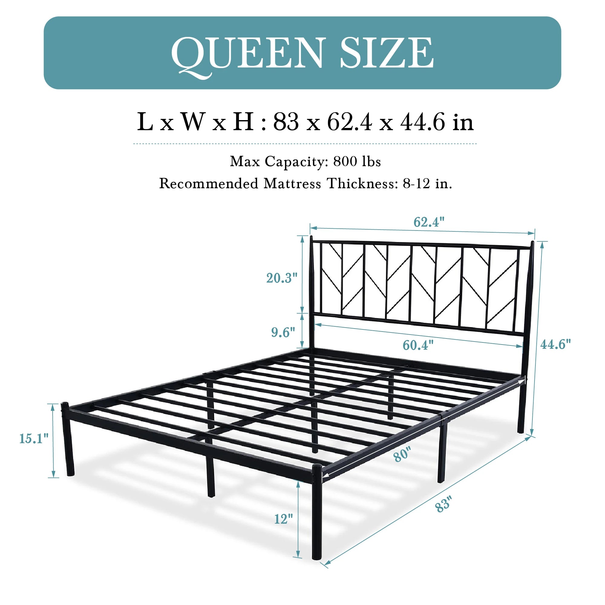 HOOMIC Metal Platform Bed Frame with Headboard, Under Bed Storage, Noise Free, No Box Spring Needed, 12 Durable HOOMIC Metal Platform Bed Frame with Headboard, Under Bed Storage, Noise Free, No Box Spring Needed, 12 Durable